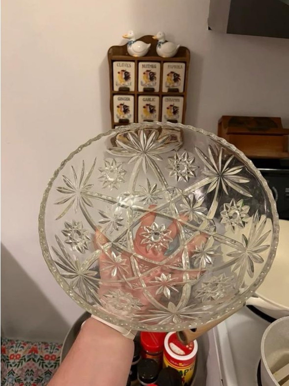 Clear Starburst Pressed Glass Decorative Bowl - Home Art